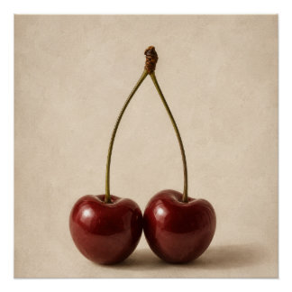 Minimaliste décoration murale Cerise | Affiche Coq