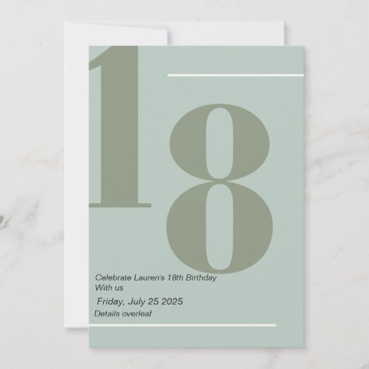 Minimaliste, Élégant 18e Invitation (Devant)