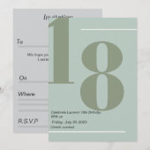 Minimaliste, Élégant 18e Invitation (Devant / Derrière)