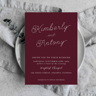 Minimaliste Élégant Faire-part de mariage rouge Bo