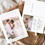 Minimaliste Enregistrer la date Carte postale Scri<br><div class="desc">Mariage Enregistrer les cartes de dates qui ont une photo sur le devant. Les cartes Save the Date contiennent une typographie de script moderne,  lettrée à la main,  qui sont élégantes,  simples et modernes à utiliser après que vous minimaliste simple célébration de mariage.</div>