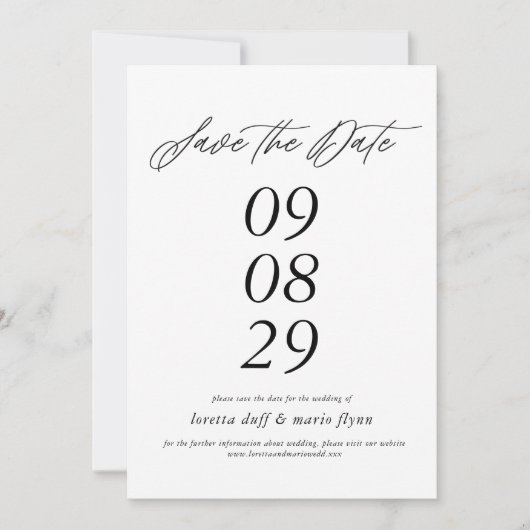 Minimaliste Enregistrer la date Invitation (Devant)