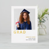 Minimaliste Grad 2025 Real Gold Foil Faire-part (Debout devant)