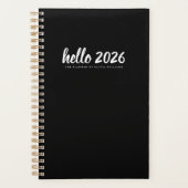Minimaliste Hello 2026 Black Planner (Devant)