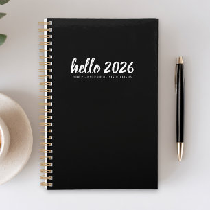 Minimaliste Hello 2026 Black Planner