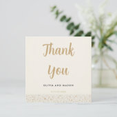 Minimaliste Ivory Terrazzo Mariage Carte de remerc (Debout devant)