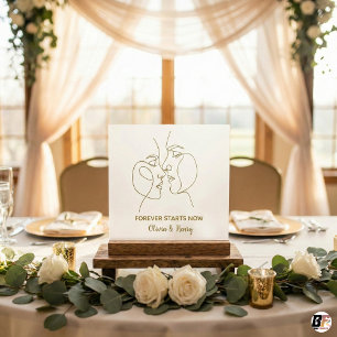 Minimaliste Ligne d'Art Doré Couple Mariage Pers