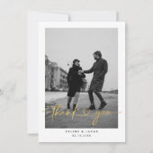 Minimaliste Love Heart Script Mariage Photo Merci (Devant)