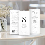 Minimaliste Love Story Menu QR Table No Trifold<br><div class="desc">REMARQUE IMPORTANTE : Ce triple est fourni plat, SANS pré-notation, pour vous de le plier vous-même. Pour vous aider à plier avec précision, des directives sont imprimées sur le dos pour les trois panneaux, plus un panneau extra fin sur le côté droit pour que vous appliquiez la colle pour coller...</div>