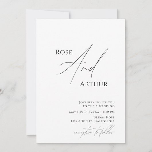 Minimaliste lunatique faire-part de mariage (Devant)