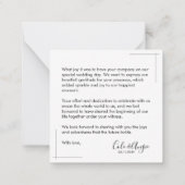 Minimaliste Mariage Merci Cartes avec photo (Dos)