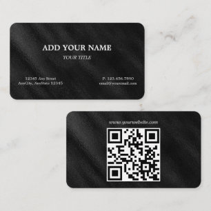 Minimaliste Métallic Noir Carte de visite QR Ent