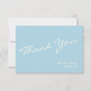 Minimaliste Moderne Calligraphie Bleu Nom Merci
