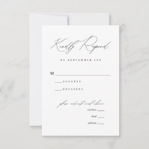 Minimaliste Moderne Calligraphie Mariage Menu RSVP