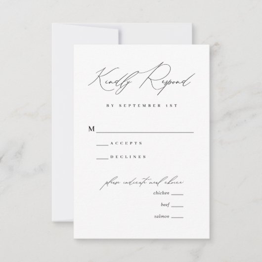 Minimaliste Moderne Calligraphie Mariage Menu RSVP (Devant)