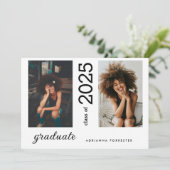 Minimaliste Moderne Diplômé Deux Photos Invitation (Debout devant)