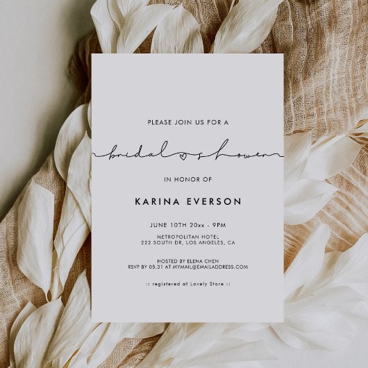 Minimaliste moderne douche nuptiale Invitation