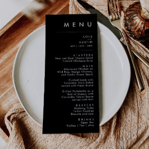 Minimaliste moderne   Menu du dîner Mariage noir
