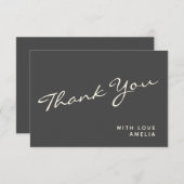 Minimaliste moderne Noir Calligraphie Nom Merci (Devant / Derrière)