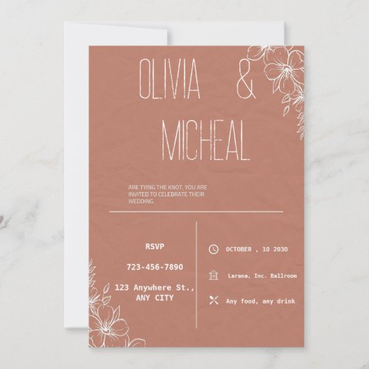 Minimaliste Moderne Simple Mariage Invitations (Devant)