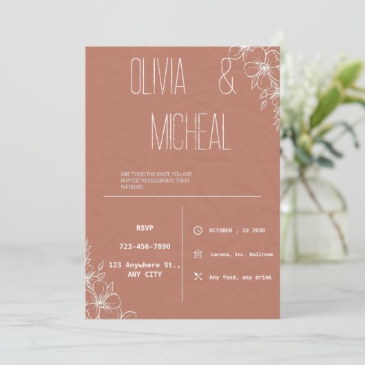 Minimaliste Moderne Simple Mariage Invitations (Debout devant)