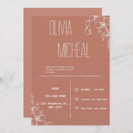 Minimaliste Moderne Simple Mariage Invitations (Devant / Derrière)