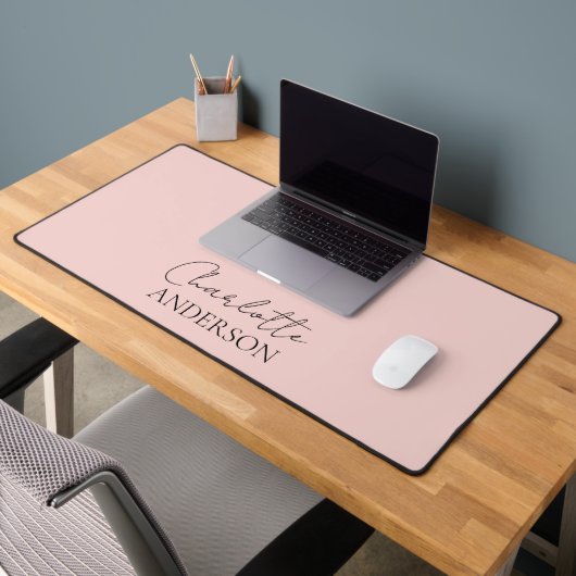 Minimaliste Monogramme Simple Nom Rose Pâle (Bureau 2)