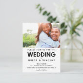Minimaliste noir & blanc mariage photo Invitation (Debout devant)