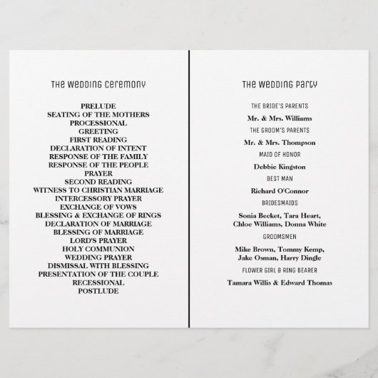 Minimaliste - Noir & Blanc - Programme de Mariage (Dos)