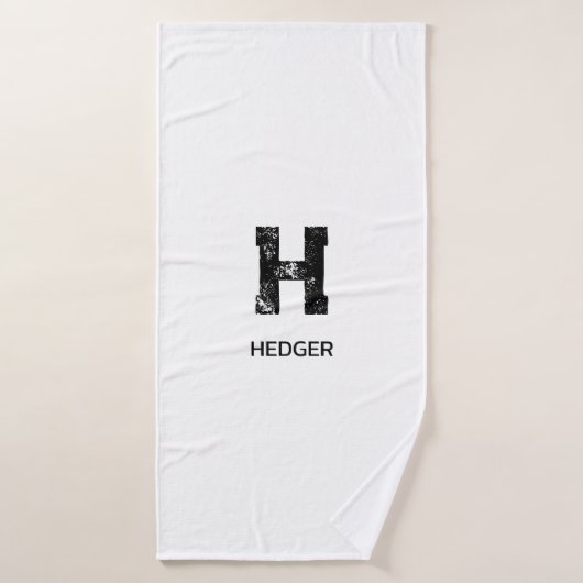 MINIMALISTE NOIR MONOGRAMME À UNE LETTRE NOM BLANC (Serviette de bain)