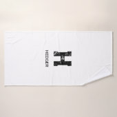 MINIMALISTE NOIR MONOGRAMME À UNE LETTRE NOM BLANC (Serviette de bain)