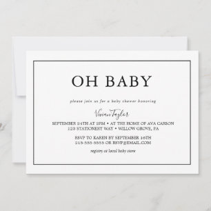 Minimaliste Noir Oh Bébé Invitation pour une Bab