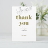 Minimaliste orchidée or Mariage photo Merci (Debout devant)