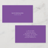 Minimaliste professionnel Carte de visite violet (Devant / Derrière)