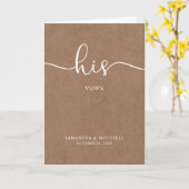 Minimaliste Rustique Kraft Sa Carte Vows (Fleur jaune)