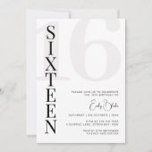 Minimaliste Seize Anniversaire Invitation de fête (Devant)
