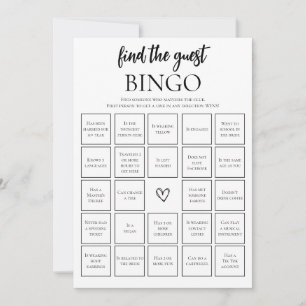 Minimaliste Trouver L'Invité Bridal Bingo Carte De