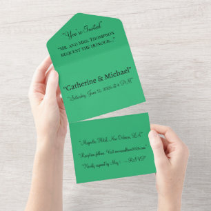 Minimaliste Vert Tout En Un Faire-part de mariage