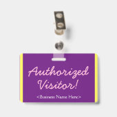 Minimaliste "Visiteur autorisé !" Badge (Arrière avec clip)