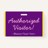 Minimaliste "Visiteur autorisé !" Badge (Dos)