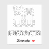 MinimalistFrenchie & Pug Custom Name Vinyl Sticker (Feuille)