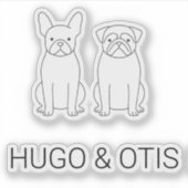 MinimalistFrenchie & Pug Custom Name Vinyl Sticker (Devant)