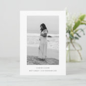 Minimalistic 2-Photo Black White Baby Pregnancy Aankondiging (Staand voorkant)