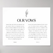 Minimalistic Black & White Leaf Wedding Vows Poster (Voorkant)