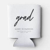 Minimalistic Black & White Script Graduation Party Blikjeskoeler (Achterkant)