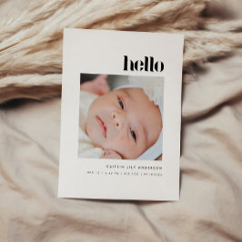 Minimalistic Bold "Hello" 5-Photo Baby Birth Aankondiging
