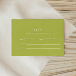 Minimalistic Bright Lime Green Wedding RSVP Kaartje