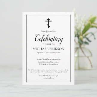 Minimalistic Celebration of Life Orthodox Cross Kaart