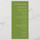 Minimalistic Dark Olive Green Wedding Ceremony Programma (Achterkant)