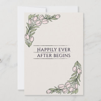 Minimalistic Floral Rustic Wedding Invite Kaart